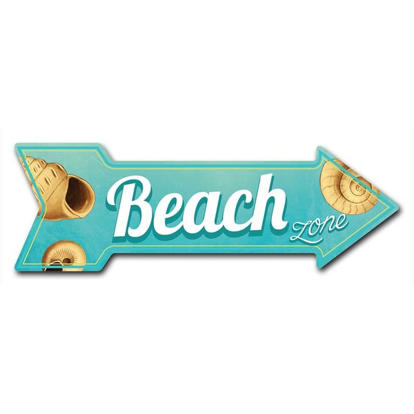 Signmission Beach Zone Arrow Decal Funny Home Decor 18in Wide D-A-999949 - main